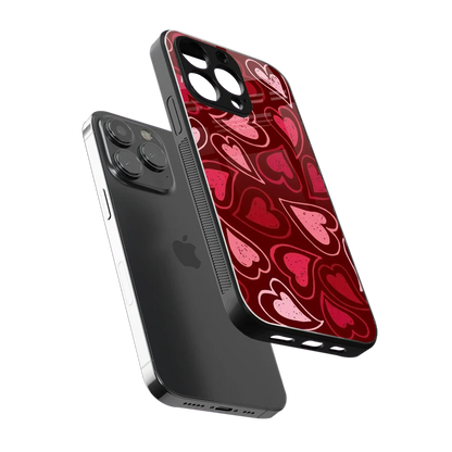 Wine Cascade Hearts sleek iphone 15 pro max cover with tempered glass back and TPU edges