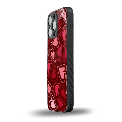 Wine Cascade Hearts iphone 15 pro max mobile cover | shockproof glass phone case