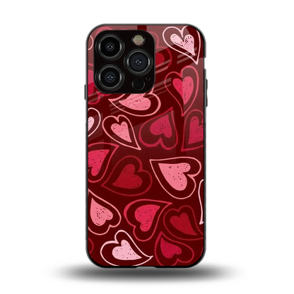 Wine Cascade Hearts back phone cover | glass case for iphone 15 pro