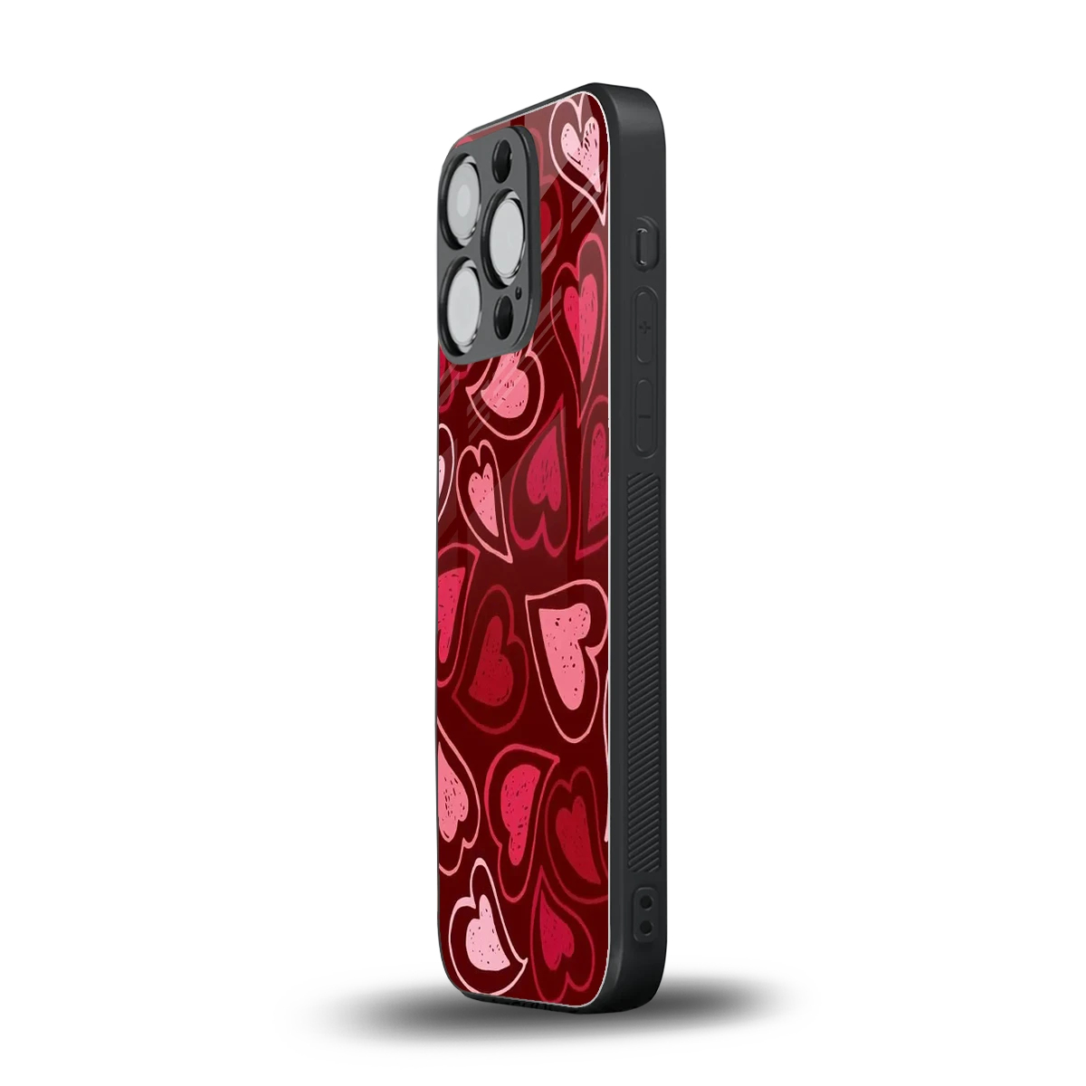 Wine Cascade Hearts iphone 15 pro mobile cover | shockproof glass phone case