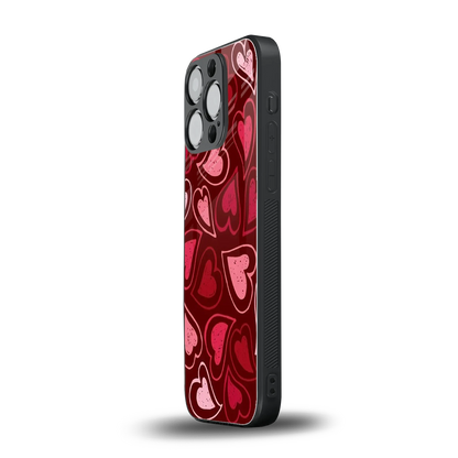 Wine Cascade Hearts iphone 15 pro mobile cover | shockproof glass phone case