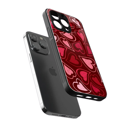 Wine Cascade Hearts sleek iphone 15 pro cover with tempered glass back and TPU edges