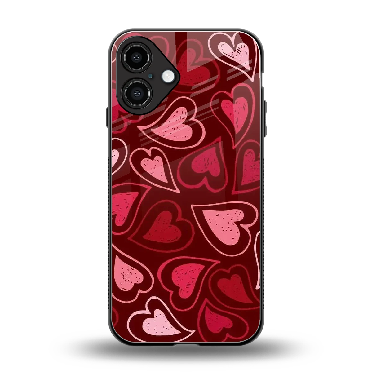 Wine Cascade Hearts back phone cover | glass case for iphone 16 plus