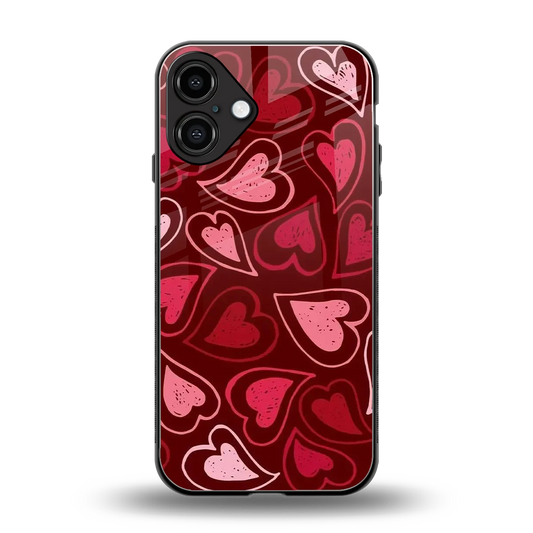 Wine Cascade Hearts back phone cover | glass case for iphone 16 plus