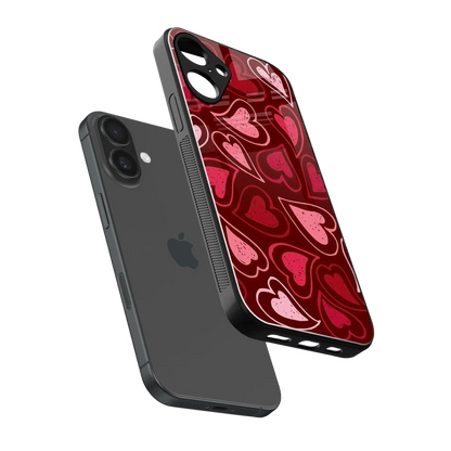 Wine Cascade Hearts sleek iphone 16 plus cover with tempered glass back and TPU edges