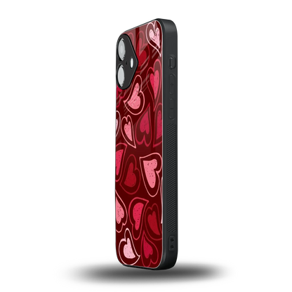 Wine Cascade Hearts iphone 16 plus mobile cover | shockproof glass phone case