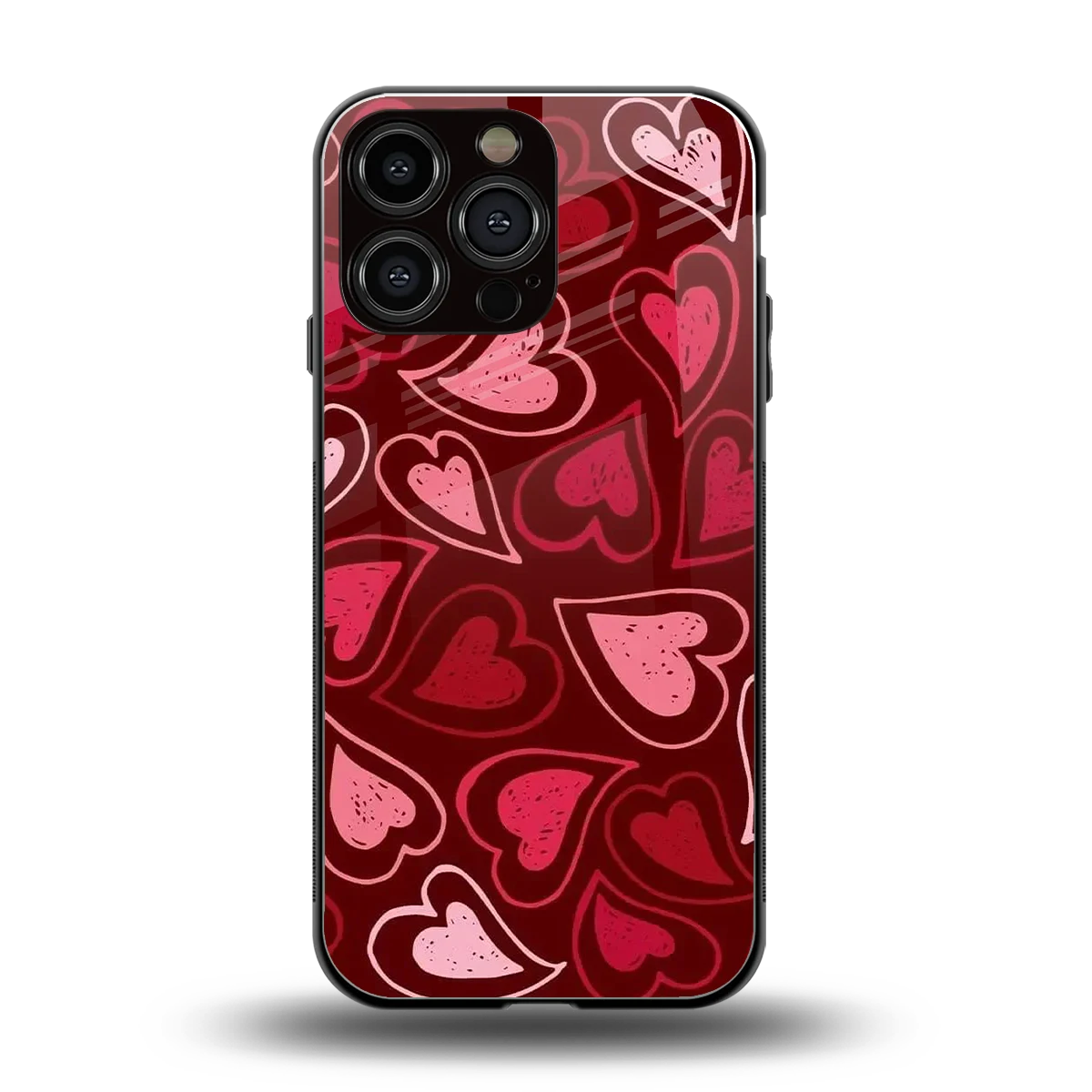 Wine Cascade Hearts back phone cover | glass case for iphone 16 pro max