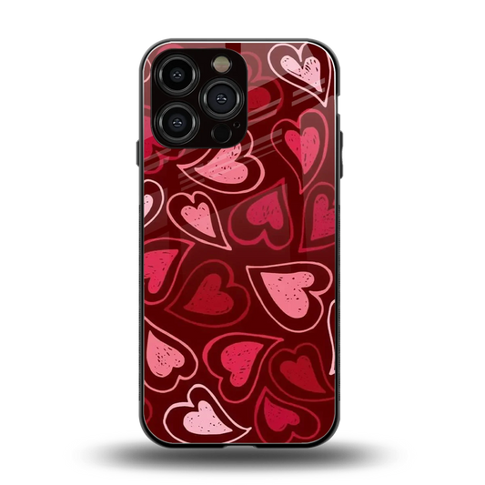 Wine Cascade Hearts back phone cover | glass case for iphone 16 pro max