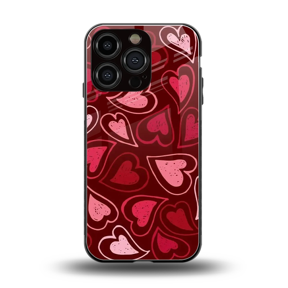 Wine Cascade Hearts back phone cover | glass case for iphone 16 pro