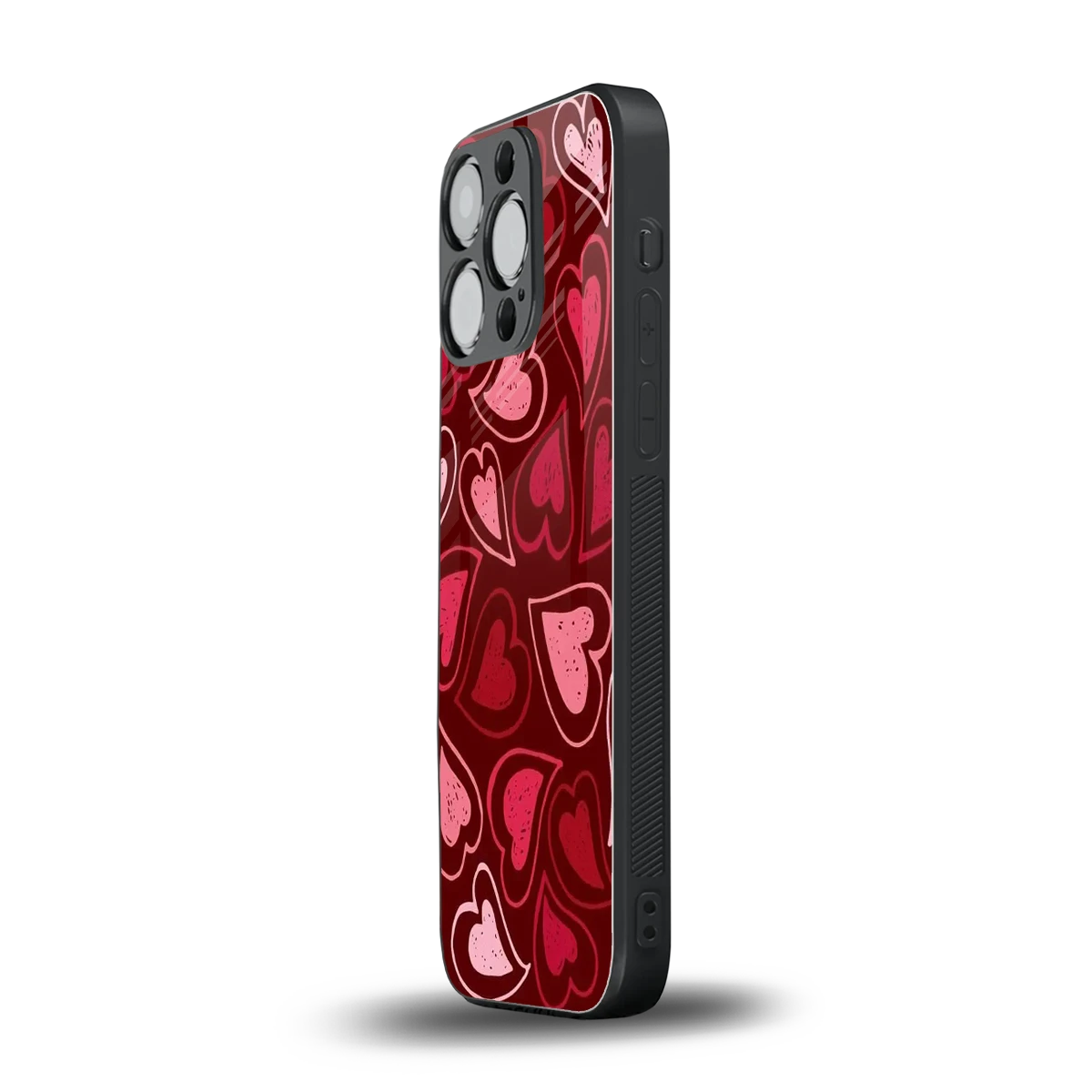 Wine Cascade Hearts iphone 16 pro mobile cover | shockproof glass phone case
