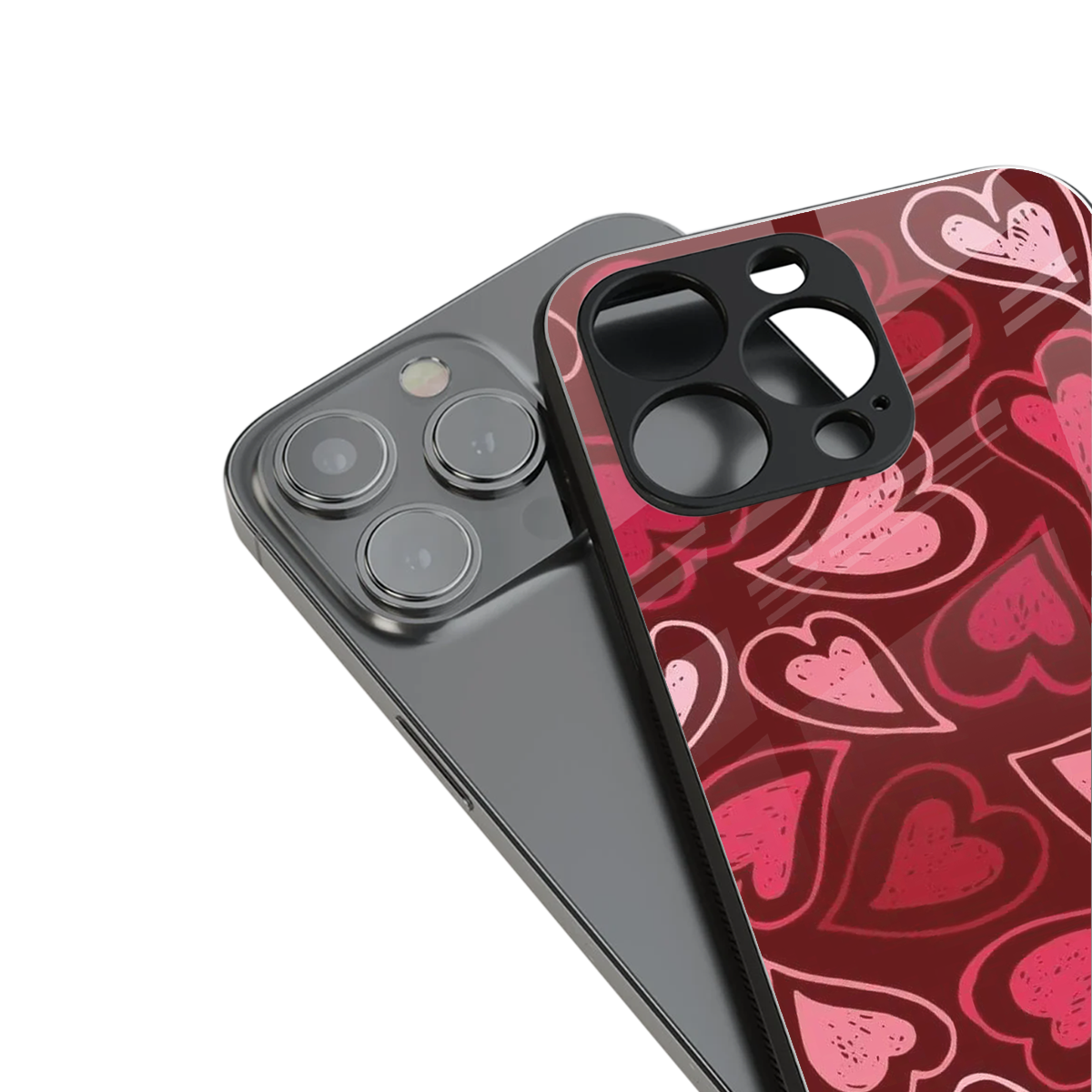 Wine Cascade Hearts Phone Case for Iphone 16 | Glass Case