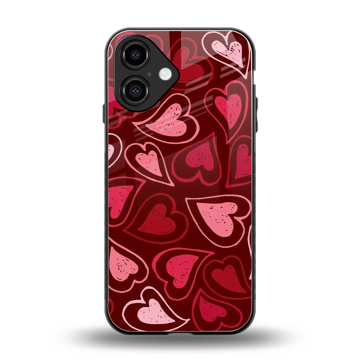 Wine Cascade Hearts Phone Case for Iphone 16 | Glass Case