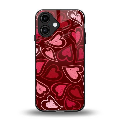 Wine Cascade Hearts Phone Case for Iphone 16 | Glass Case