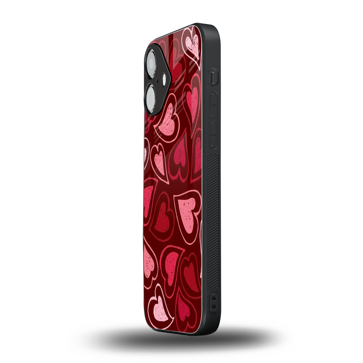 Wine Cascade Hearts Phone Case for Iphone 16 | Glass Case
