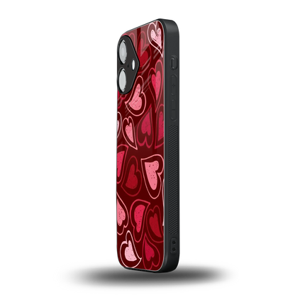 Wine Cascade Hearts Phone Case for Iphone 16 | Glass Case