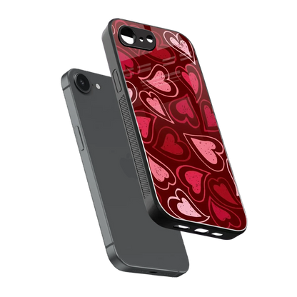 Wine Cascade Hearts sleek iphone 16e cover with tempered glass back and TPU edges