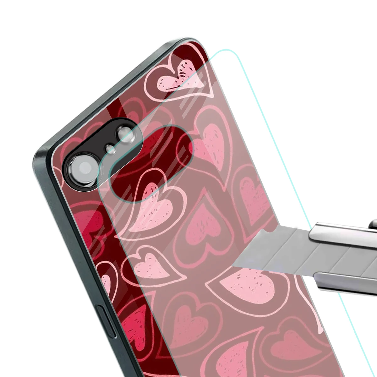 Wine Cascade Hearts stylish phone case for iphone 17e | glossy glass and slim fit