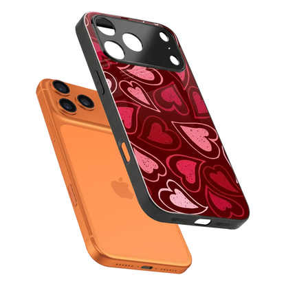 Wine Cascade Hearts sleek iphone 17 pro cover with tempered glass back and TPU edges