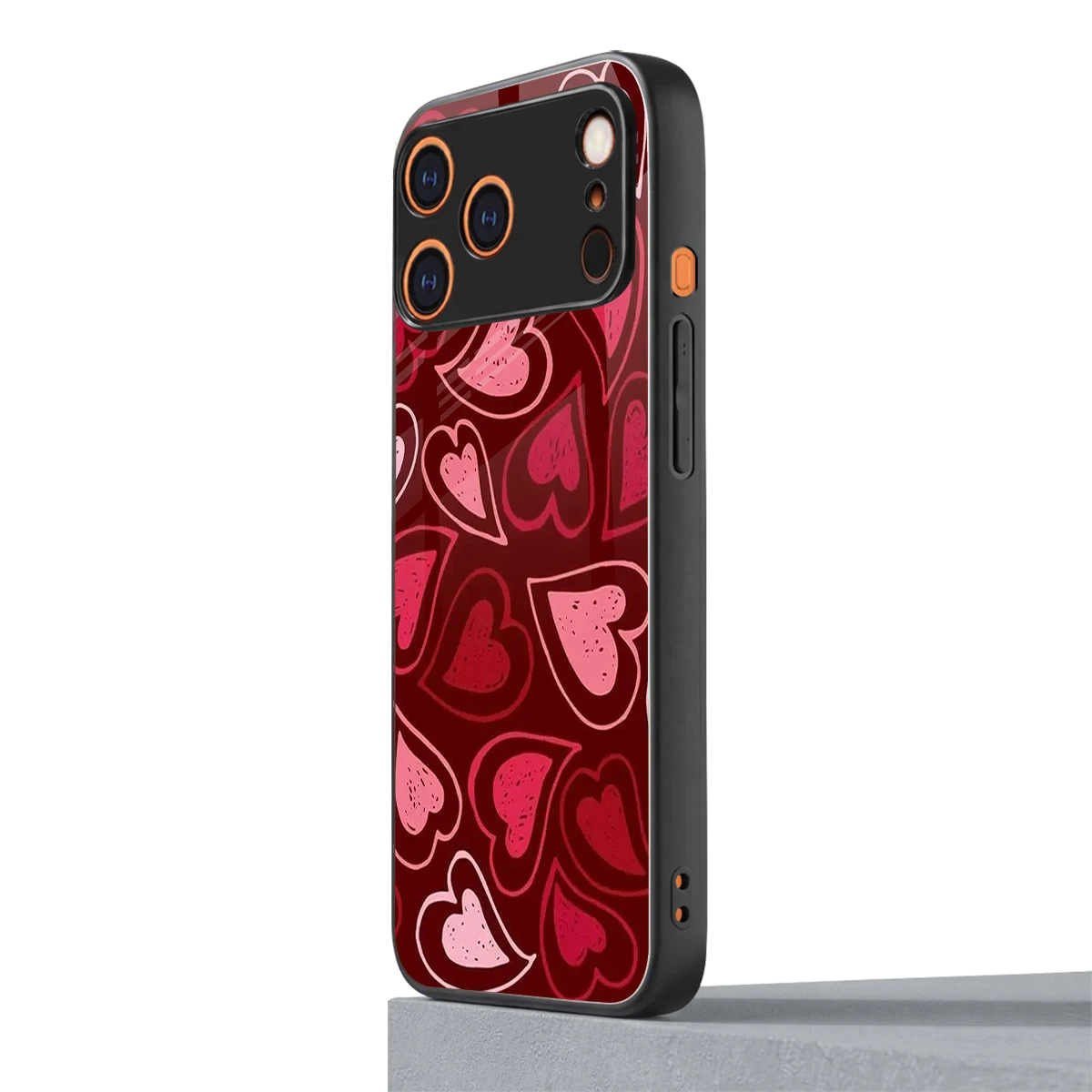 Wine Cascade Hearts iphone 17 pro max mobile cover | shockproof glass phone case
