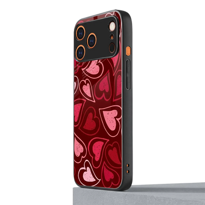 Wine Cascade Hearts iphone 17 pro max mobile cover | shockproof glass phone case
