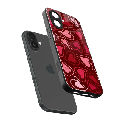 Wine Cascade Hearts sleek iphone 17 cover with tempered glass back and TPU edges