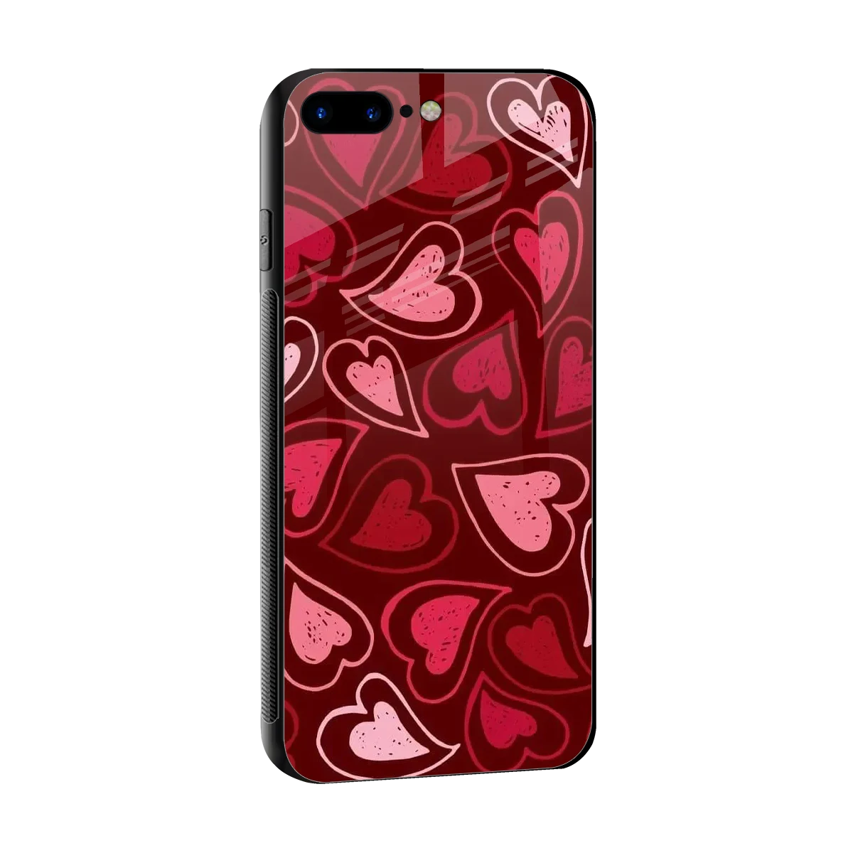 Wine Cascade Hearts sleek iphone 8 plus cover with tempered glass back and TPU edges
