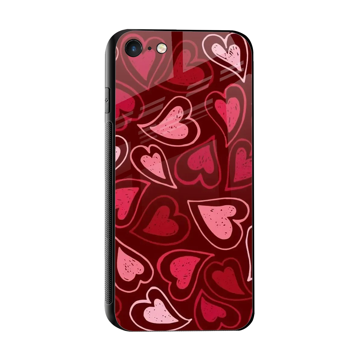 Wine Cascade Hearts sleek iphone 7 cover with tempered glass back and TPU edges