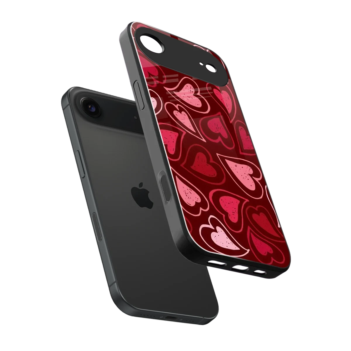 Wine Cascade Hearts sleek iphone air cover with tempered glass back and TPU edges