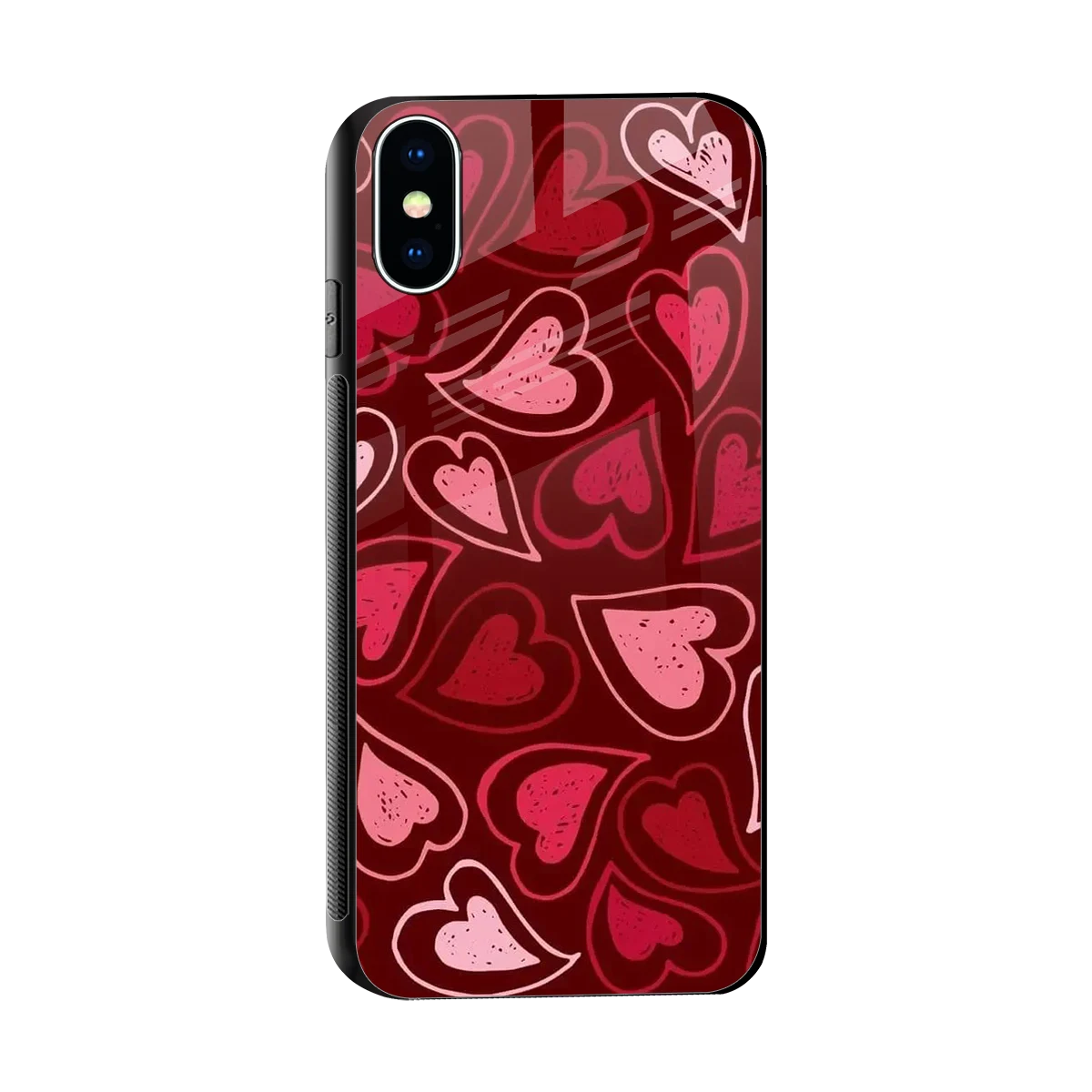 Wine Cascade Hearts sleek iphone x cover with tempered glass back and TPU edges