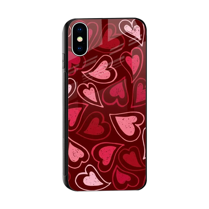 Wine Cascade Hearts sleek iphone x cover with tempered glass back and TPU edges