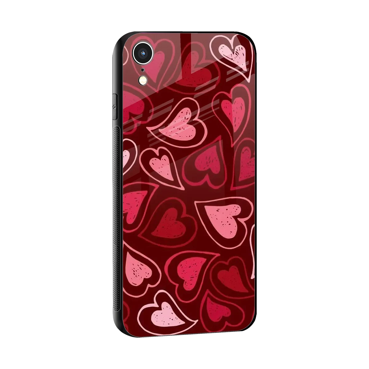 Wine Cascade Hearts sleek iphone xr cover with tempered glass back and TPU edges