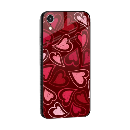 Wine Cascade Hearts sleek iphone xr cover with tempered glass back and TPU edges