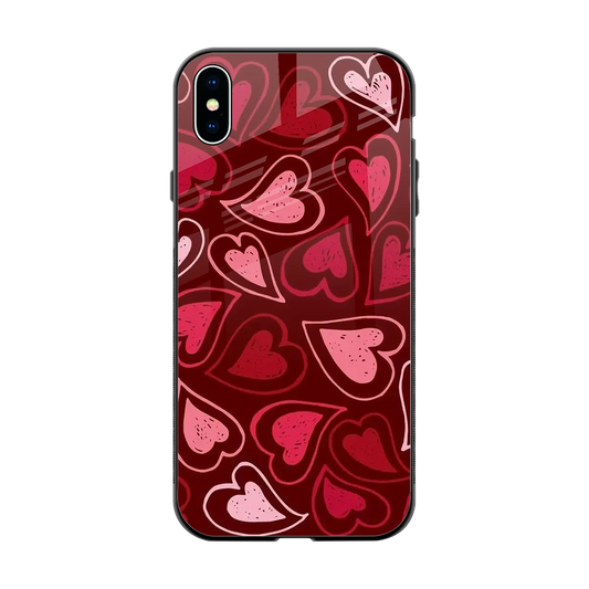 Wine Cascade Hearts back phone cover | glass case for iphone xs max