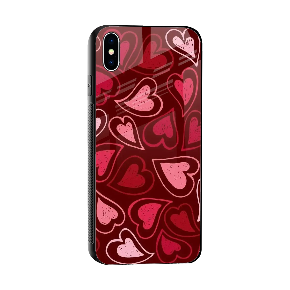 Wine Cascade Hearts sleek iphone xs max cover with tempered glass back and TPU edges