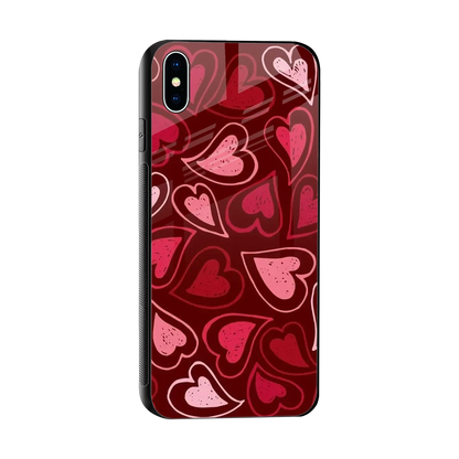 Wine Cascade Hearts sleek iphone xs max cover with tempered glass back and TPU edges