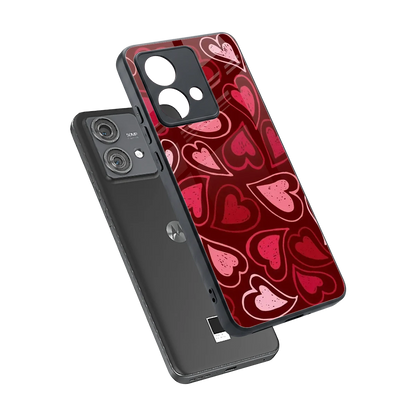 Wine Cascade Hearts sleek motorola edge 40 neo 5g cover with tempered glass back and TPU edges