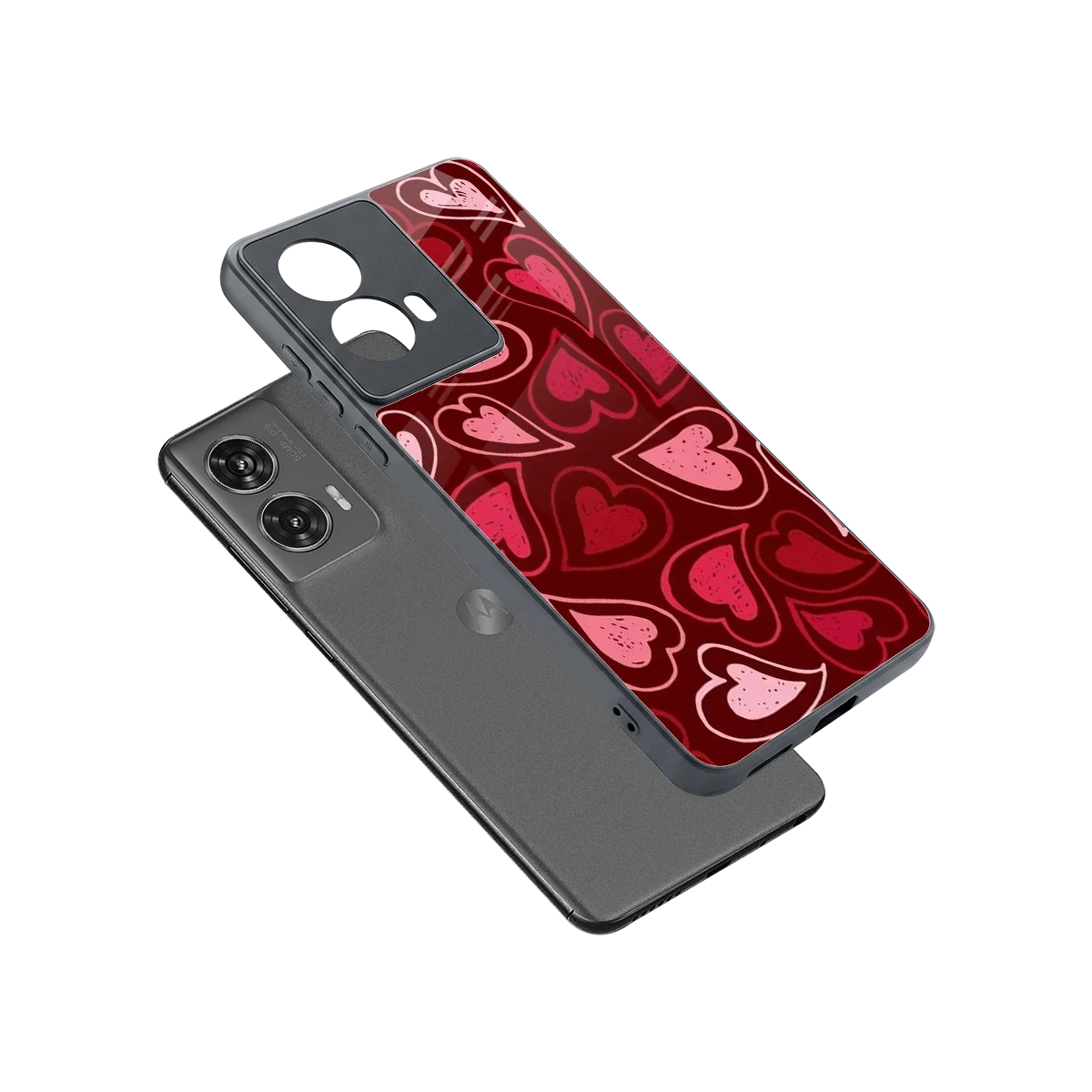 Wine Cascade Hearts sleek motorola edge 50 fusion cover with tempered glass back and TPU edges