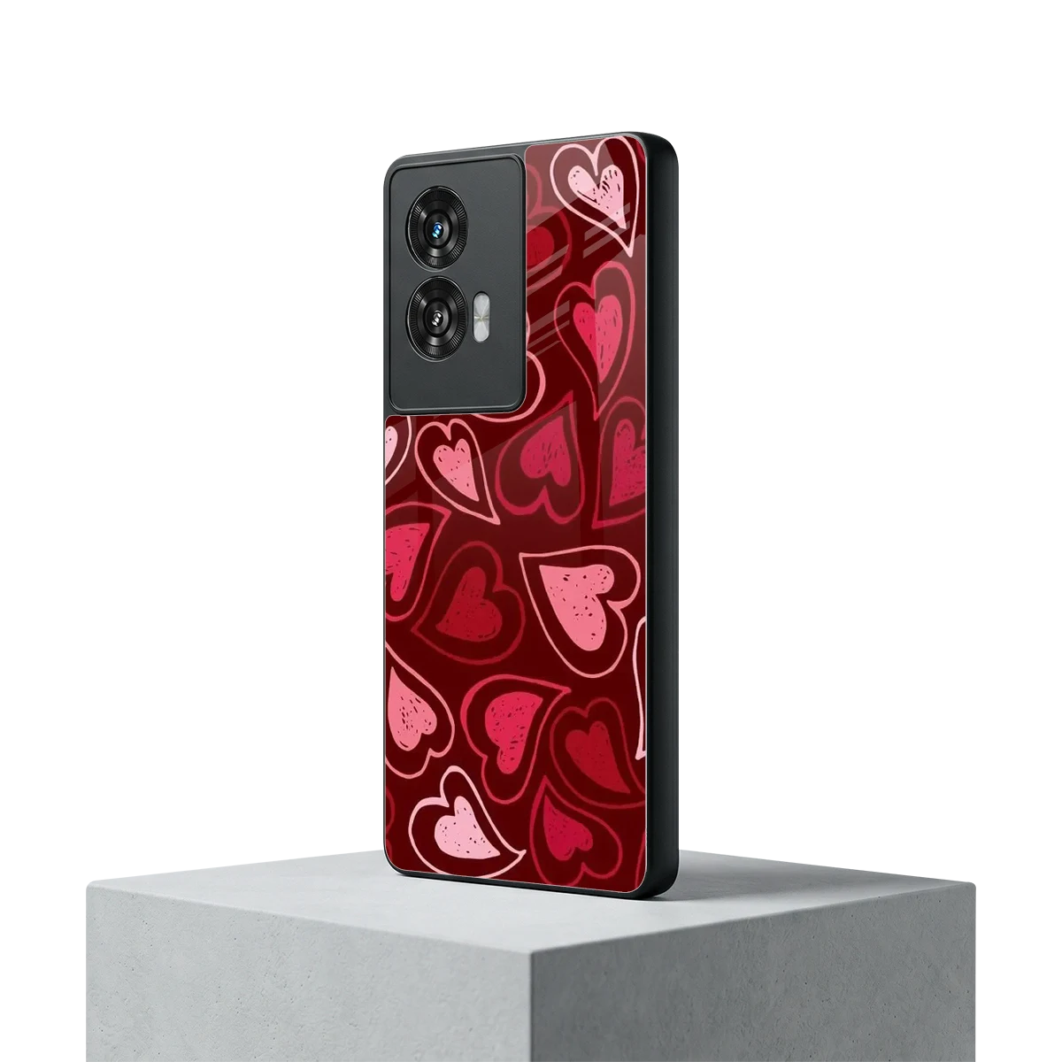 Wine Cascade Hearts motorola edge 50 fusion mobile cover | shockproof glass phone case