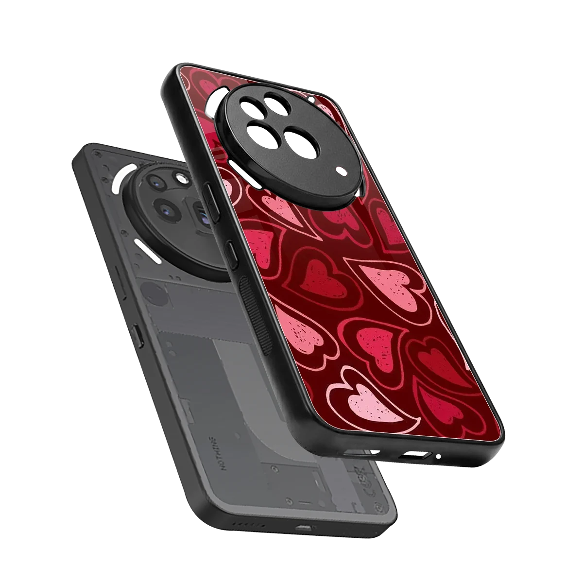 Wine Cascade Hearts sleek nothing phone 3a pro cover with tempered glass back and TPU edges