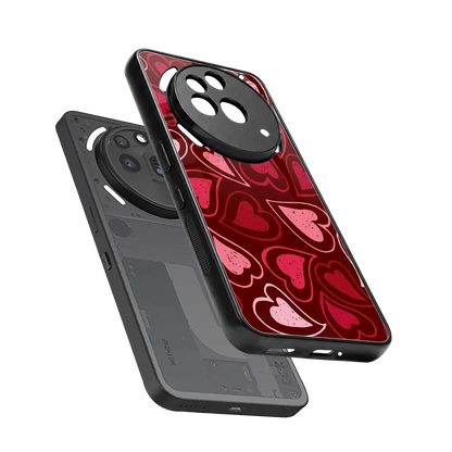 Wine Cascade Hearts sleek nothing phone 3a pro cover with tempered glass back and TPU edges
