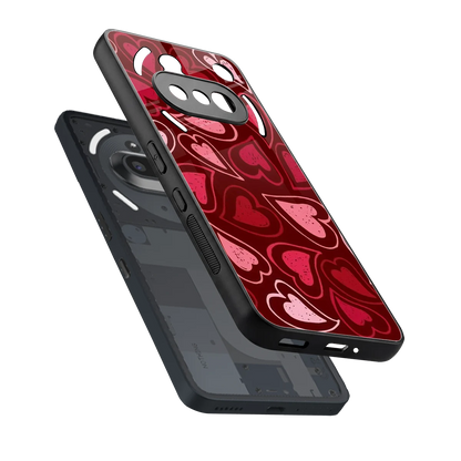 Wine Cascade Hearts sleek nothing phone 3a cover with tempered glass back and TPU edges