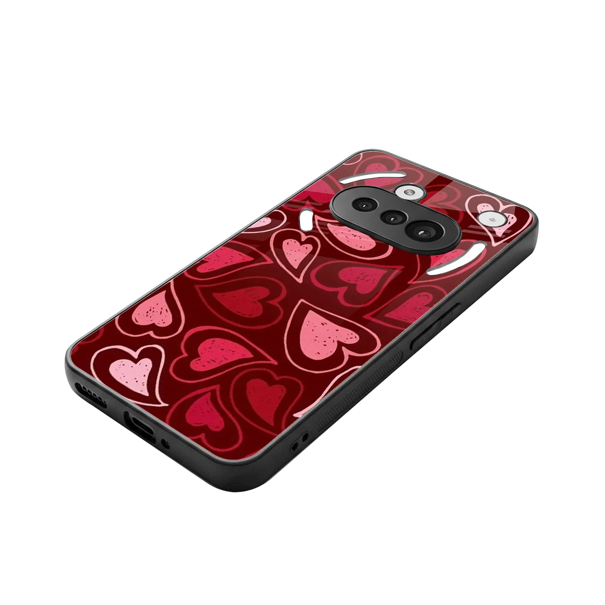 Wine Cascade Hearts stylish phone case for nothing phone 3a | glossy glass and slim fit