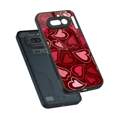 Wine Cascade Hearts sleek nothing phone 4a cover with tempered glass back and TPU edges