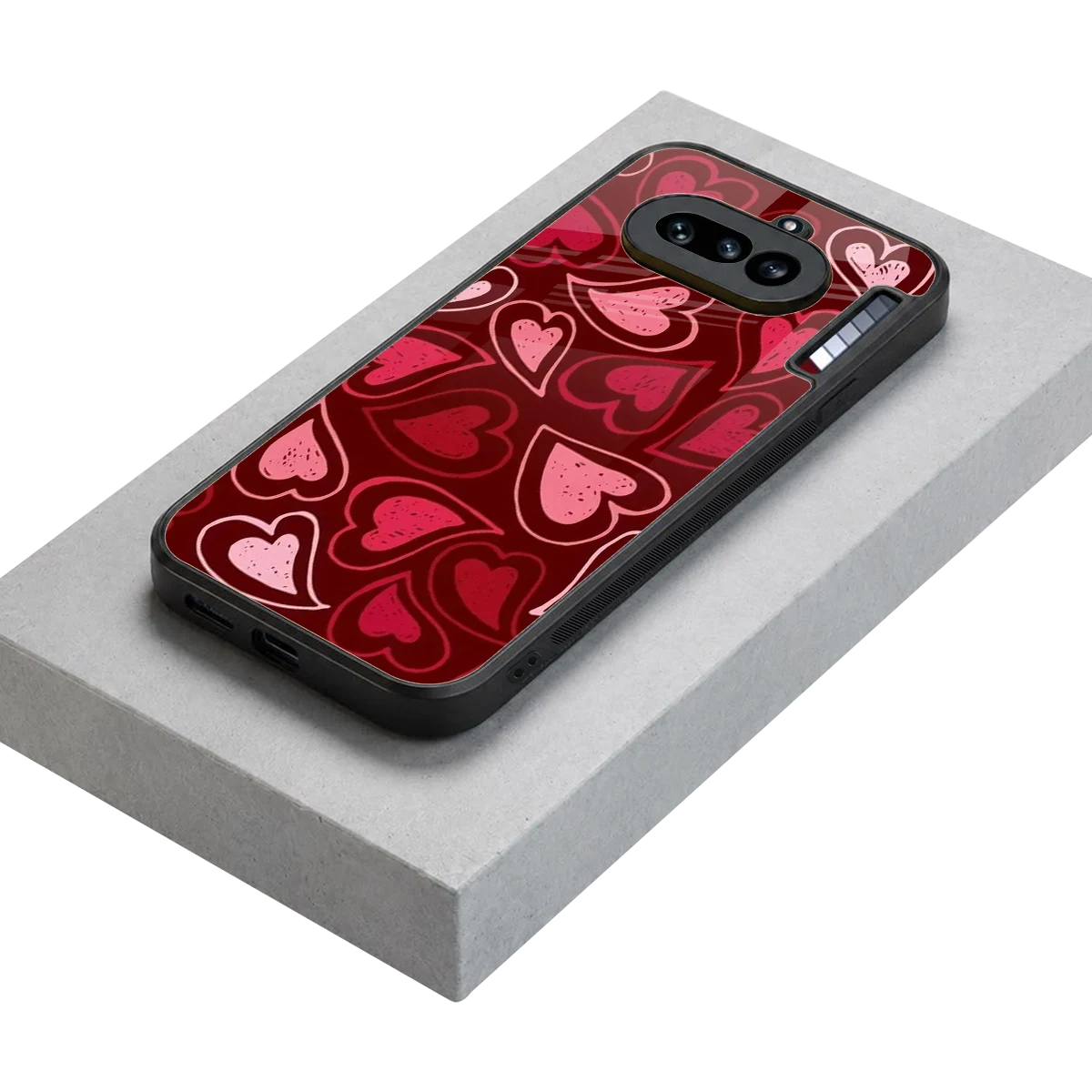Wine Cascade Hearts stylish phone case for nothing phone 4a | glossy glass and slim fit