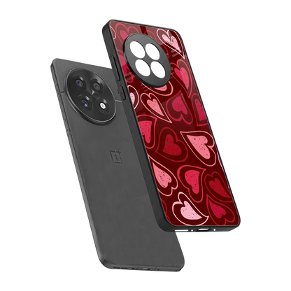Wine Cascade Hearts sleek oneplus 13r cover with tempered glass back and TPU edges