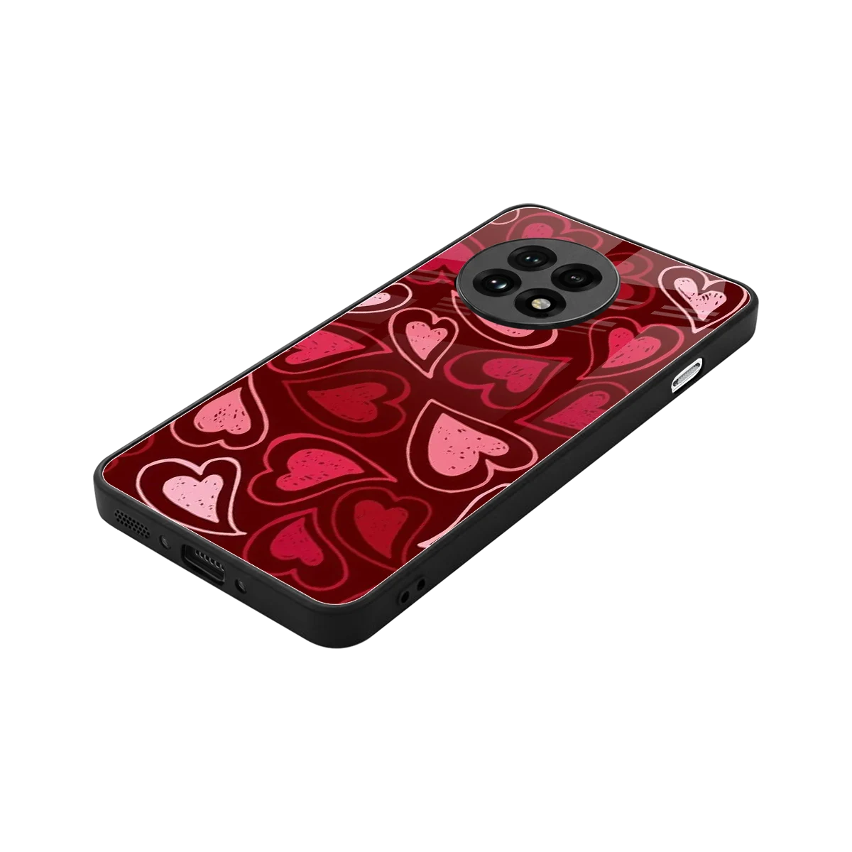 Wine Cascade Hearts stylish phone case for oneplus 13r | glossy glass and slim fit