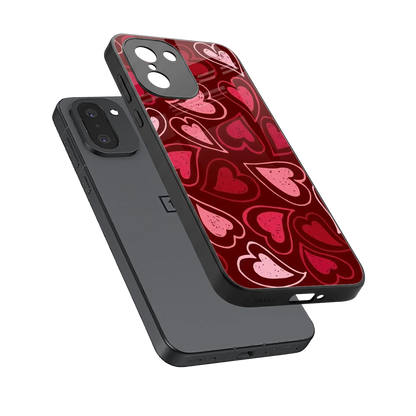 Wine Cascade Hearts sleek oneplus 15r cover with tempered glass back and TPU edges