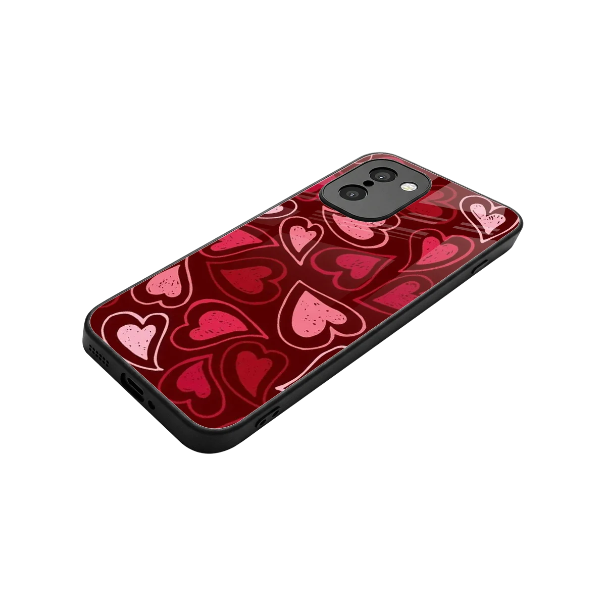 Wine Cascade Hearts stylish phone case for oneplus 15r | glossy glass and slim fit