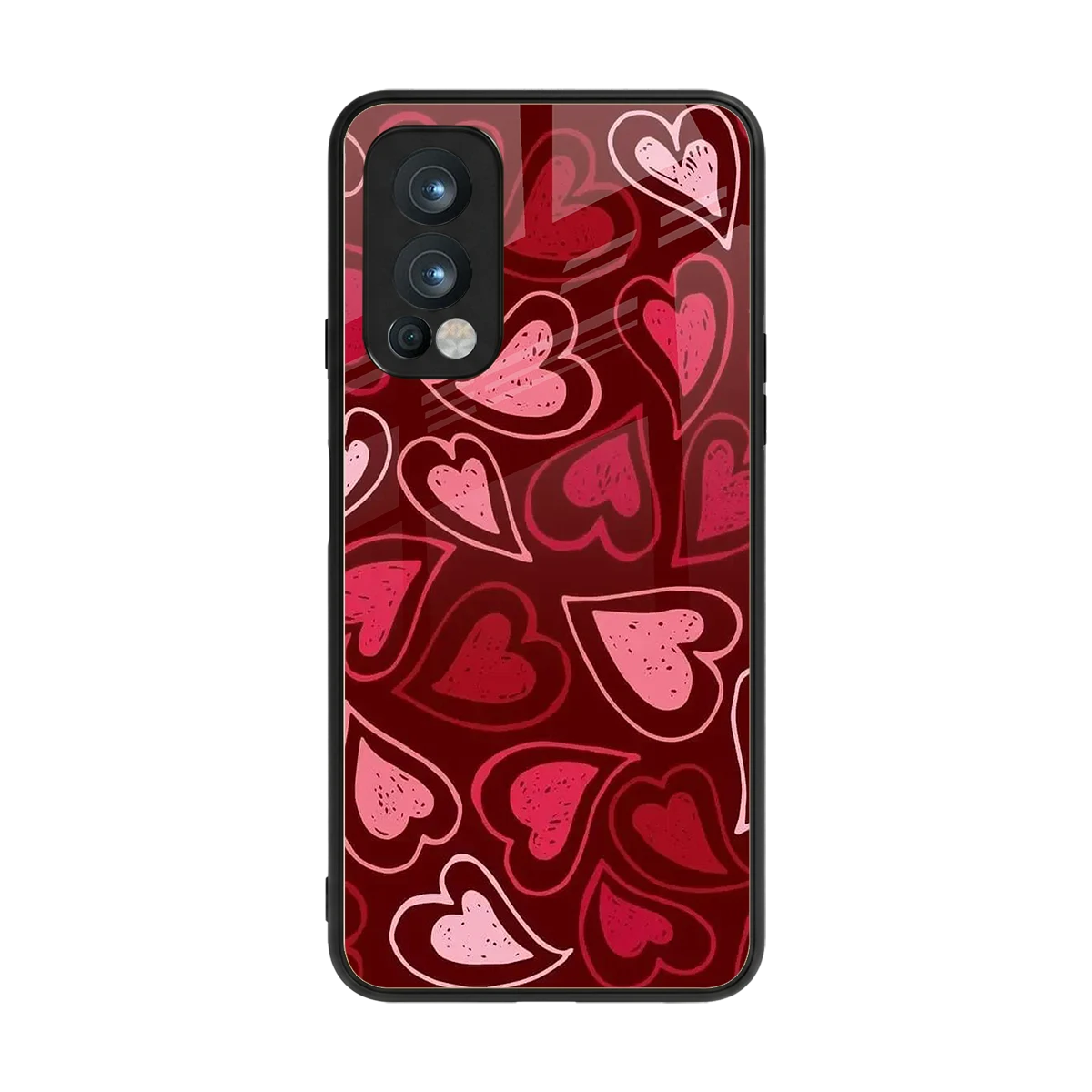Wine Cascade Hearts back phone cover | glass case for oneplus nord 2