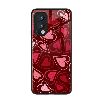 Wine Cascade Hearts back phone cover | glass case for oneplus nord 2